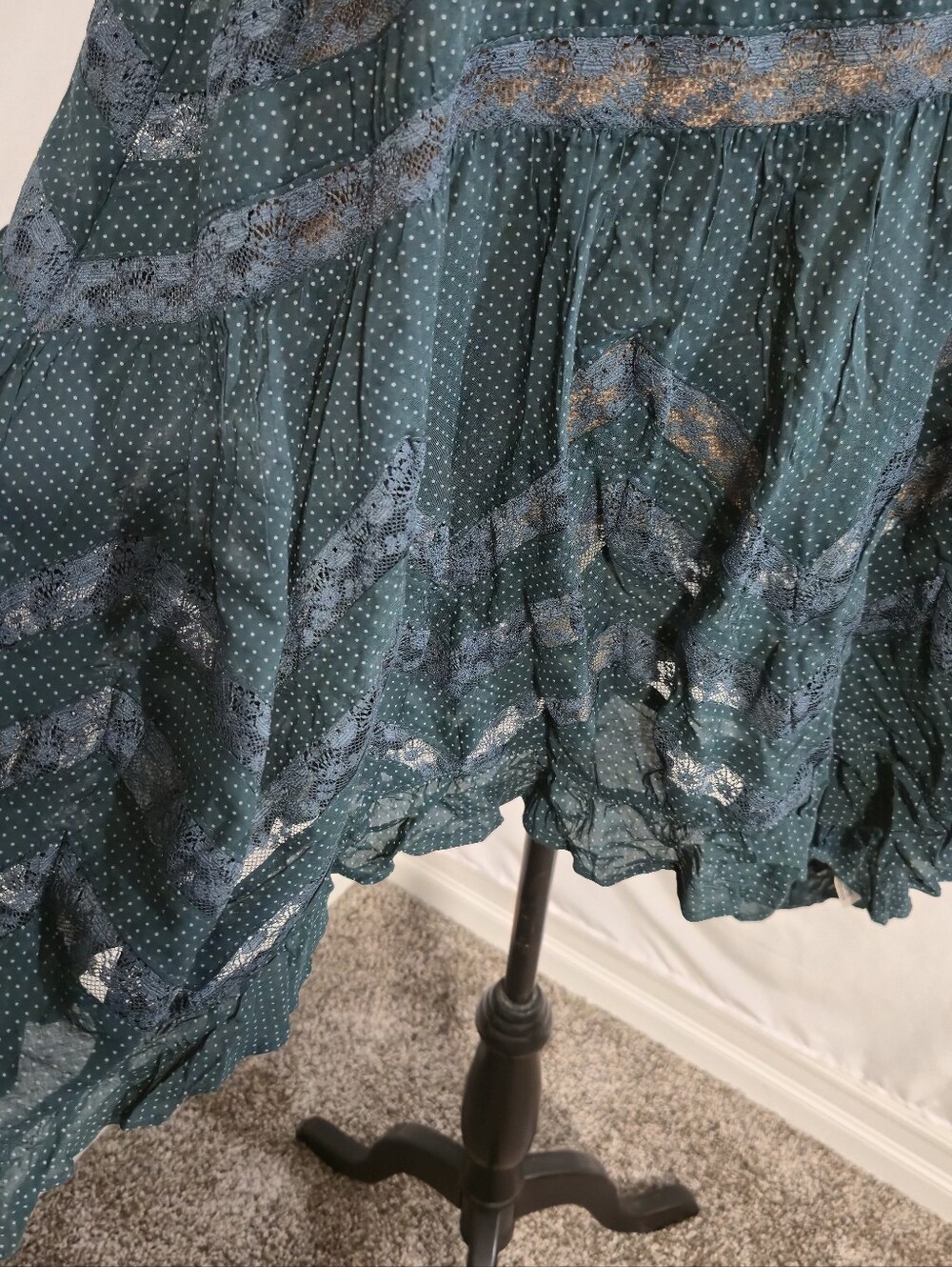 Free People Dark Teal Polka Dot Scoop Neck Tunic Tank - Picture 8 of 9